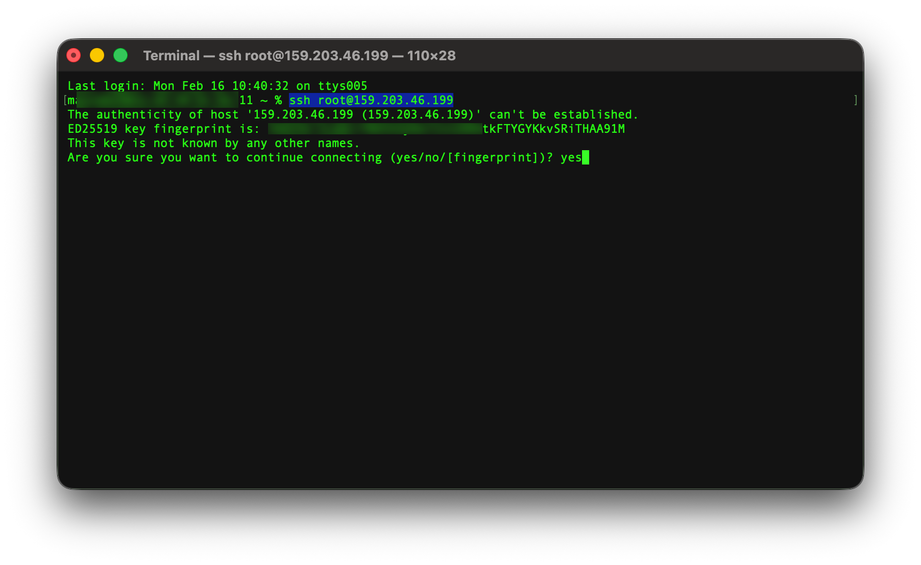17 ssh into the server