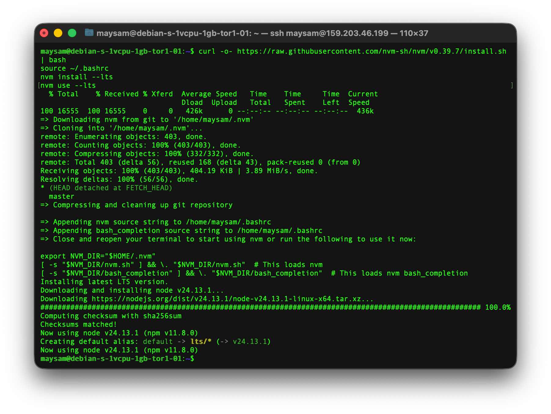 25 install nvm